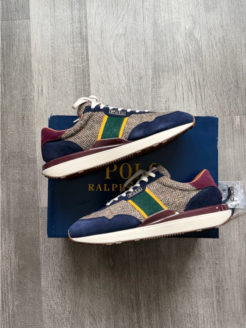 Polo by Ralph Lauren Navy, Burgundy & Green Herringbone Sneakers